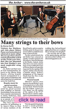 oberon string quartet article in the archer